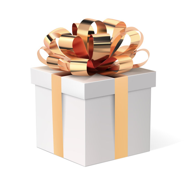 带有金色丝带蝴蝶结的礼盒。圣诞礼物。图片下载