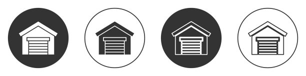 黑色车库图标孤立在白色背景图片下载