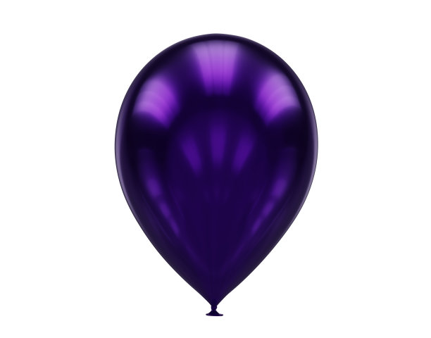 一个紫罗兰气球接近孤立的白色，3d渲染图片下载