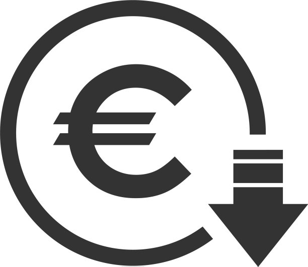 降低成本：欧元图标符号图片图片下载