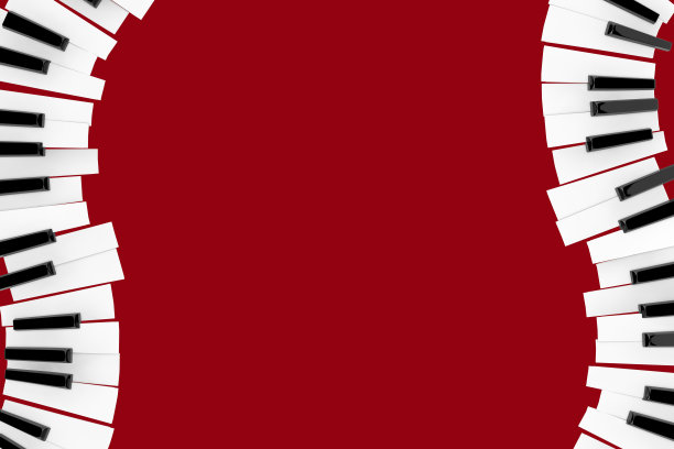 钢琴键盘特写。3d渲染图片下载
