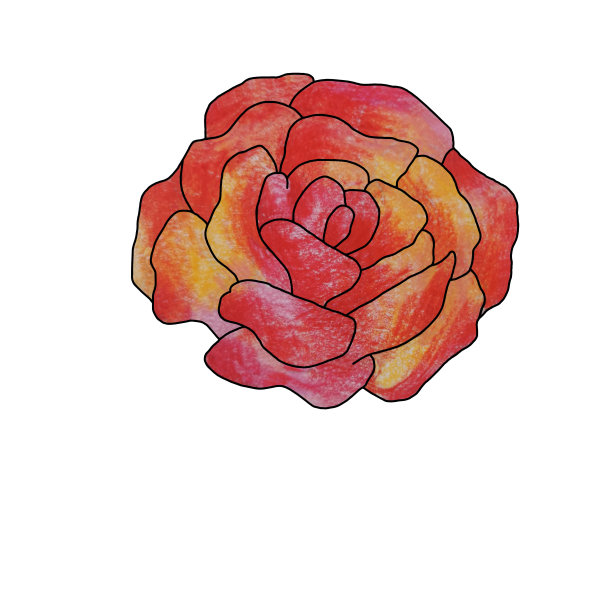 大量红色铅笔，插图玫瑰孤立图片下载