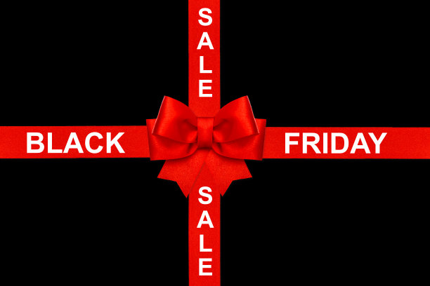 红丝带蝴蝶结黑色背景黑色星期五大减价图片下载