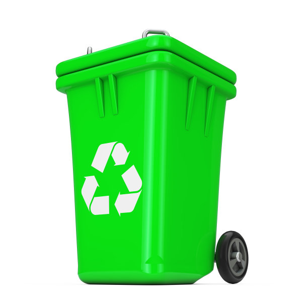 回收标志绿色垃圾垃圾桶。3d渲染图片下载