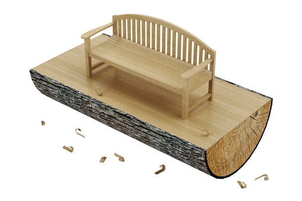 用树干雕成的长凳图片下载