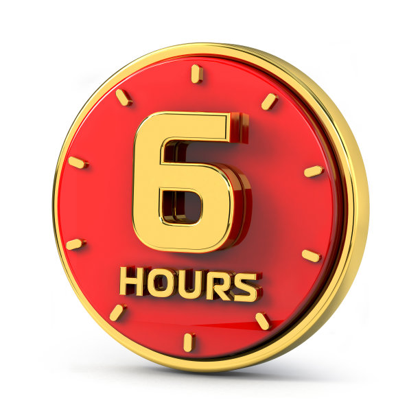 金色6小时的红色背景。黄金6小时。3 d演示。图片下载