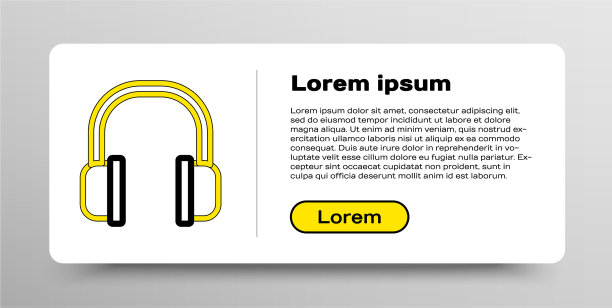 线耳机图标隔离在白色背景图片下载