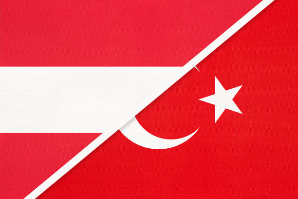 奥地利和土耳其国旗的象征来自纺织品。图片下载