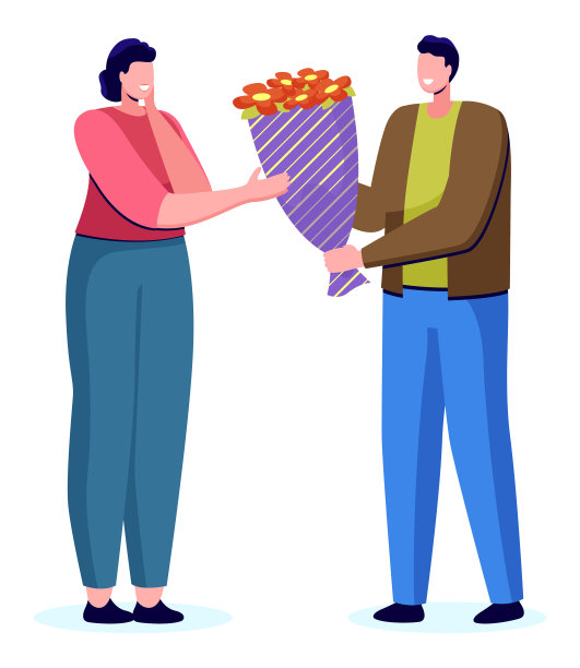 人们赠送鲜花，约会矢量素材图片下载