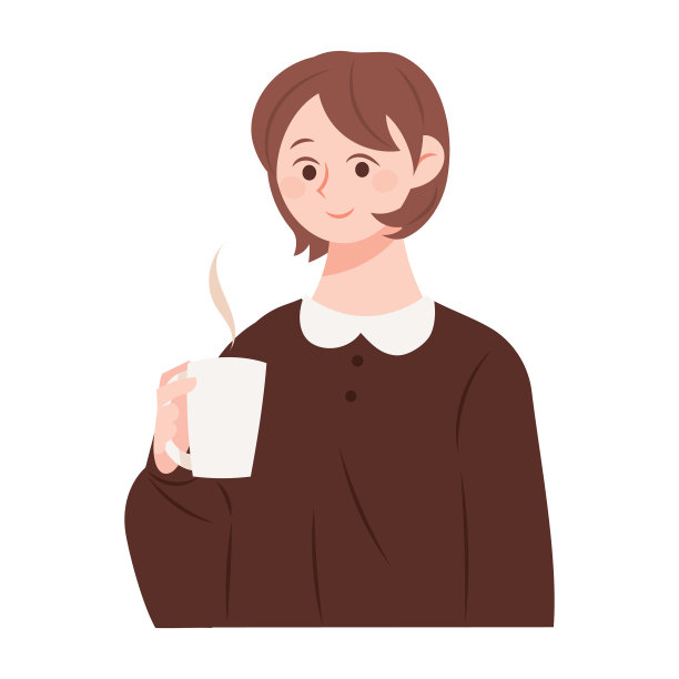 可爱的女孩喝咖啡。图片下载