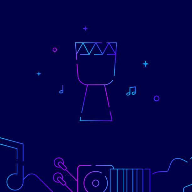 东方鼓梯度线图标，矢量插图图片下载