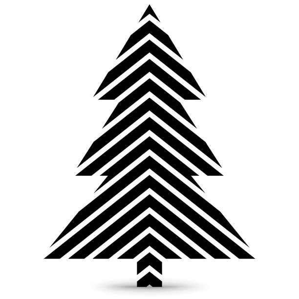 圣诞树。手绘圣诞树图标孤立在一个白色的背景。图片下载