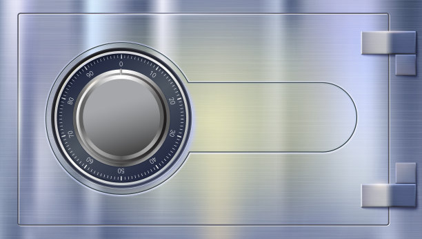 安全门与模拟数字锁。质感逼真的不锈钢安全门。向量的三维演示图片下载