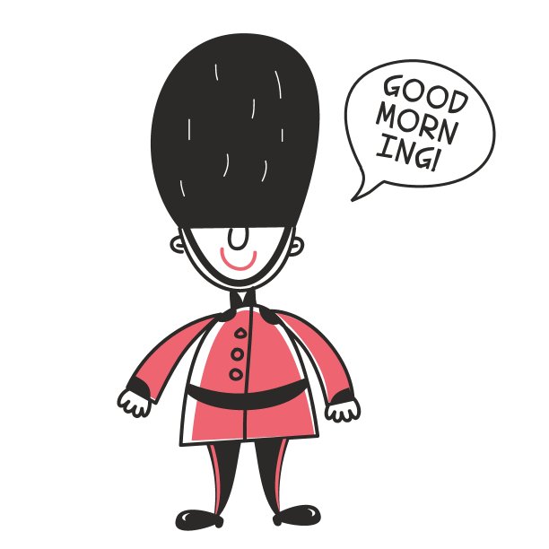 英国皇家卫队矢量涂鸦插画图片下载