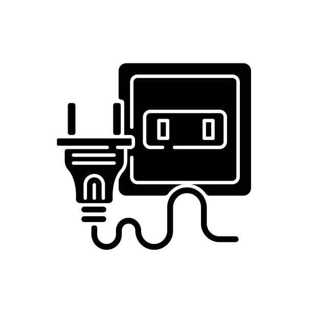 电源插座黑色字形图标图片下载