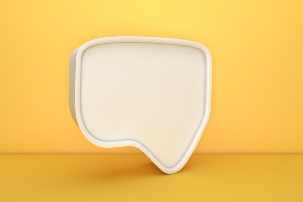 社交媒体通知图标，黄色背景上的白色气泡语音图片下载