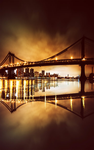 夜晚的曼哈顿大桥图片下载