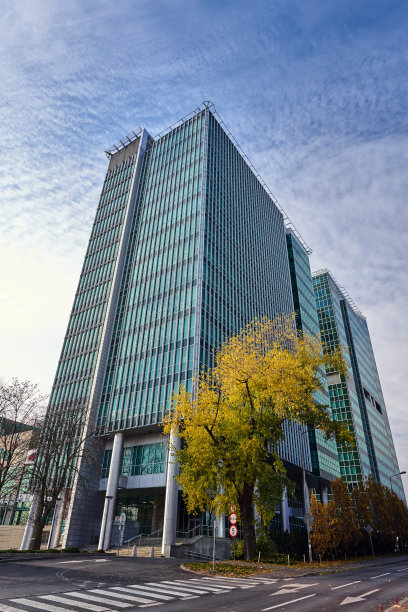 用玻璃和铝制成的现代主义摩天大楼图片下载