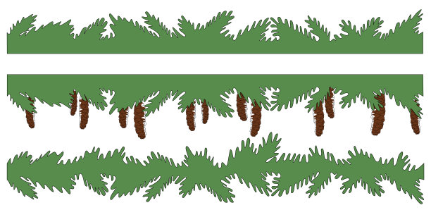 无缝模式圣诞边界向量设置与冷杉树枝和球果。图片下载