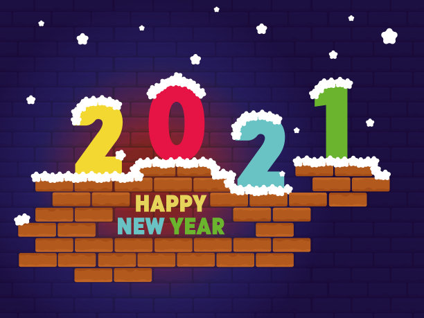 带雪花的2021年新年快乐卡片。图片下载