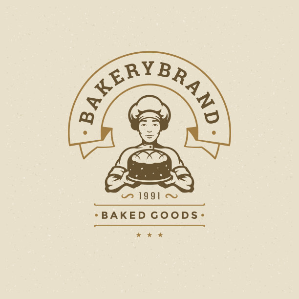 面包店徽章或标签复古矢量插图图片下载