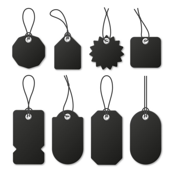 现实的黑色价格标签收集。特价或购物折扣标签。零售贴纸。促销销售徽章。矢量图图片下载