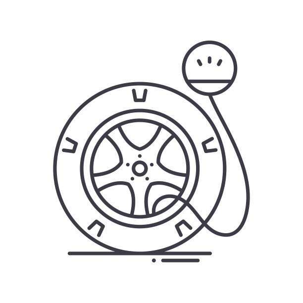 充气轮胎图标，线性孤立的插图，细线矢量，网页设计标志，轮廓概念符号与可编辑的笔触在白色的背景。图片下载