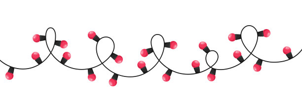 白色背景上孤立的红色圣诞灯泡。彩色花环。简单时尚的平面设计灯泡。矢量图图片下载