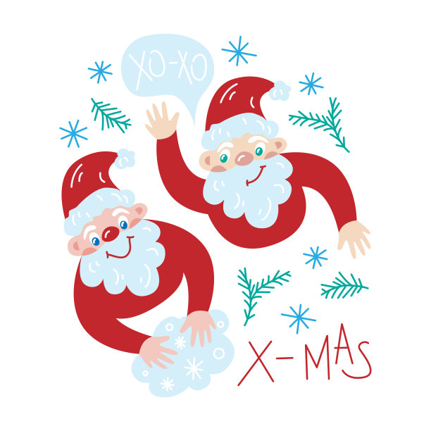 圣诞老人。矢量插图涂鸦。冬季装饰卡片，横幅，打印图片下载