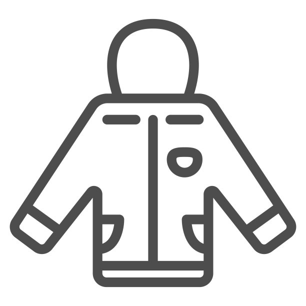 绝缘夹克与一个引擎盖线图标，世界滑雪板日概念，滑雪服标志上的白色背景，滑雪板夹克图标在轮廓风格的移动和网页设计。矢量图形。图片下载