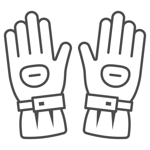 滑雪板运动手套细线图标，世界滑雪板日概念，滑雪板手套标志在白色的背景，滑雪手套图标轮廓风格的移动和网页设计。矢量图形。图片下载