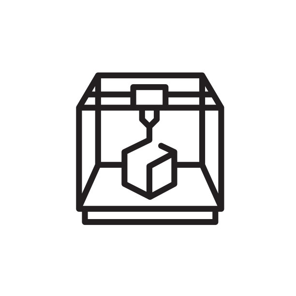 3 d打印机图标。体积印刷。轮廓的风格。网站或印刷插图。图片下载
