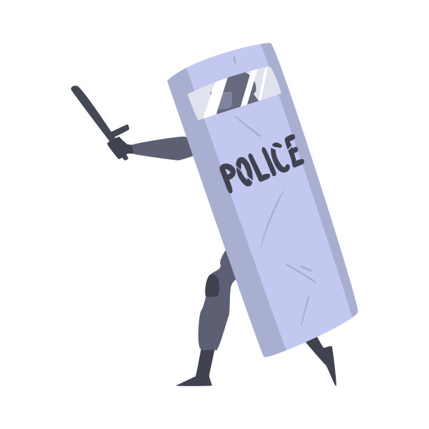 防暴警察制服与盾牌和指挥棒控制大规模抗议矢量插图图片下载