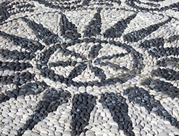 传统的希腊铺装鹅卵石马赛克，罗德岛图片下载