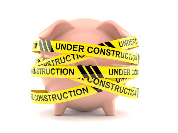 带着施工胶带的储蓄罐图片下载