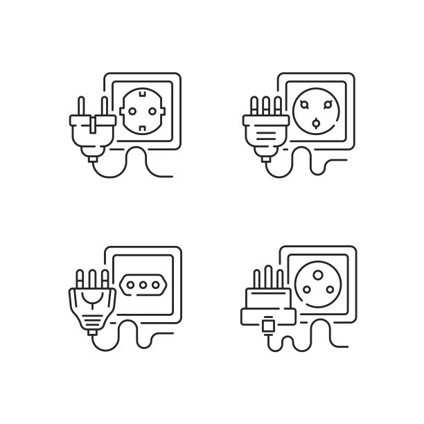 不同的套接字线性图标集图片下载