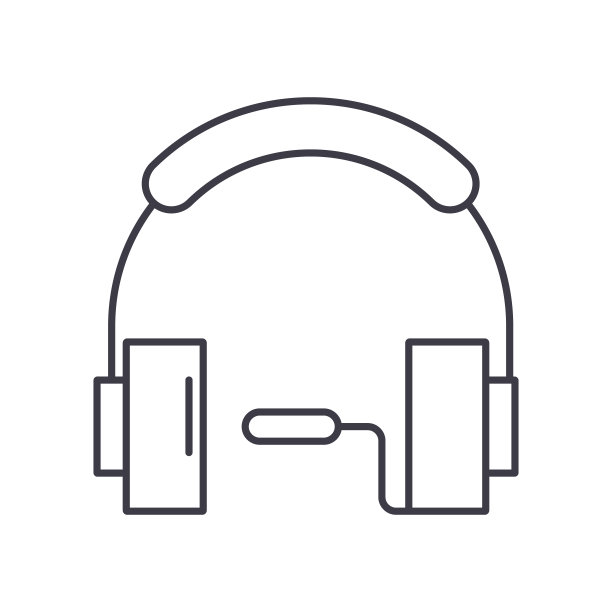 耳机图标，线性孤立的插图，细线矢量，网页设计标志，大纲概念符号与可编辑的笔触在白色的背景。图片下载