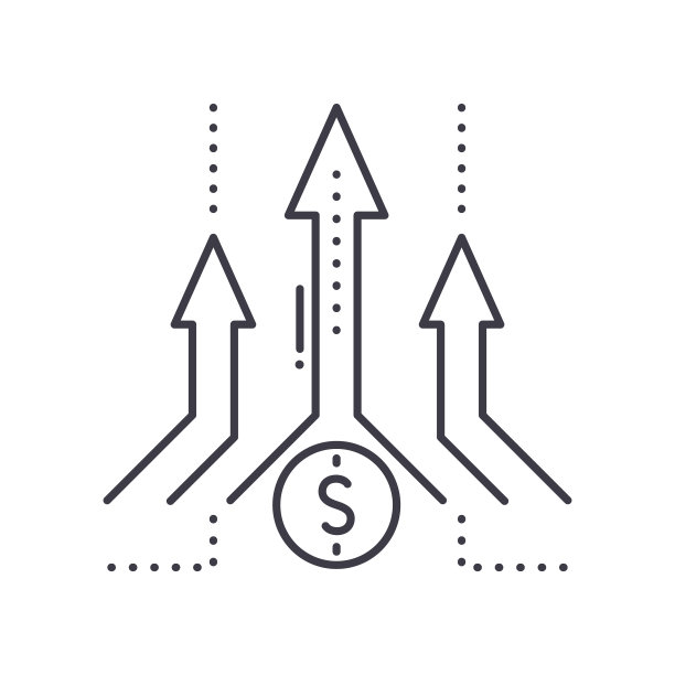 增长概念图标，线性孤立的插图，细线矢量，网页设计标志，轮廓概念符号与可编辑的笔画在白色的背景。图片下载