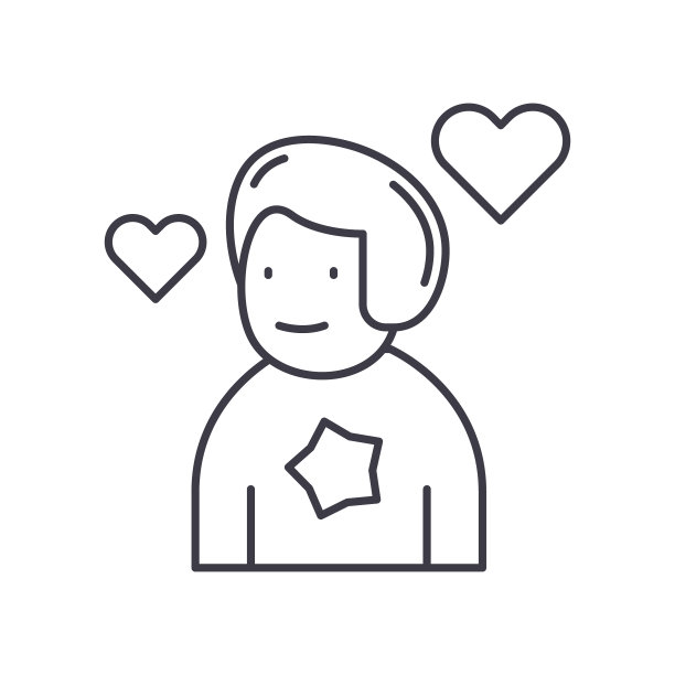 快乐的客户端图标，线性孤立的插图，细线矢量，网页设计标志，轮廓概念符号与可编辑的白色背景笔触。图片下载