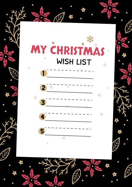 圣诞愿望清单设计模板。矢量插图。图片下载