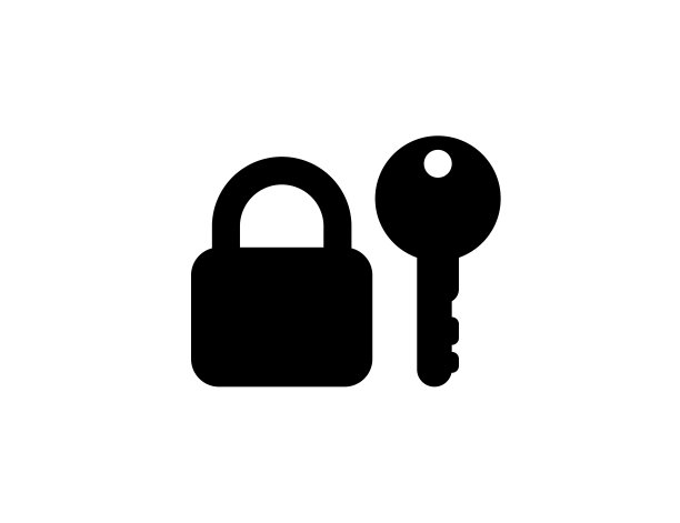 关闭锁定与关键矢量图标。隔离锁和钥匙黑色符号-向量图片下载