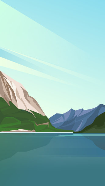 有山的湖。图片下载