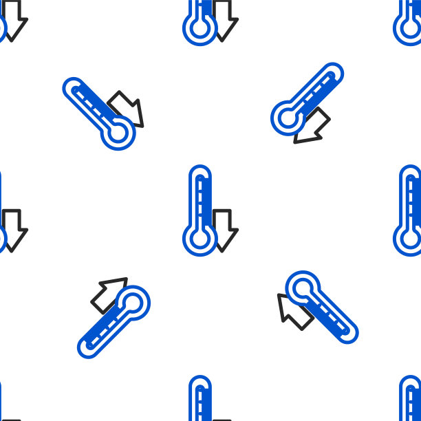 线温度计图标隔离无缝模式上的白色背景。色彩斑斓的轮廓的概念。向量图片下载