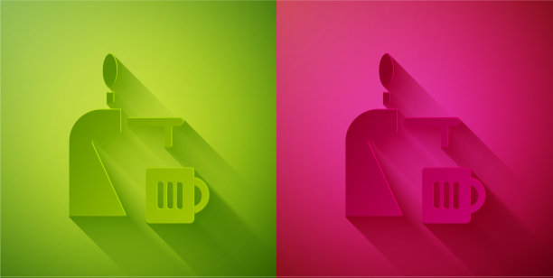 纸切割啤酒龙头与玻璃图标隔离图片下载