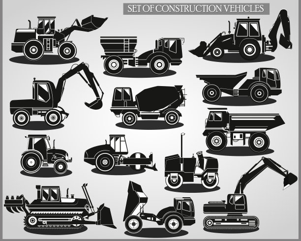 将施工车辆设置为黑白两色图片下载