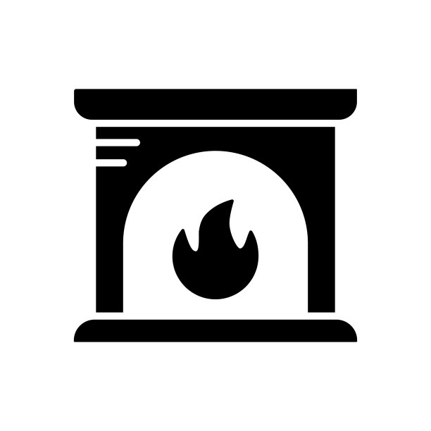 壁炉矢量字形图标。冬天的标志图片下载