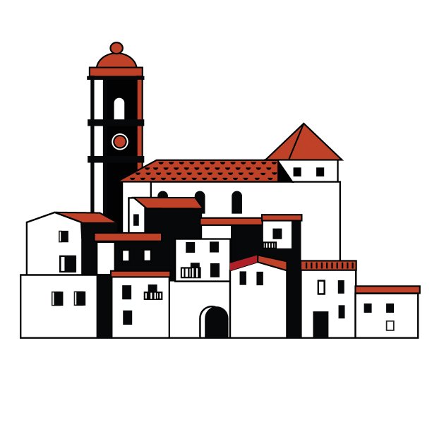 欧洲白色老城矢量插图图片下载