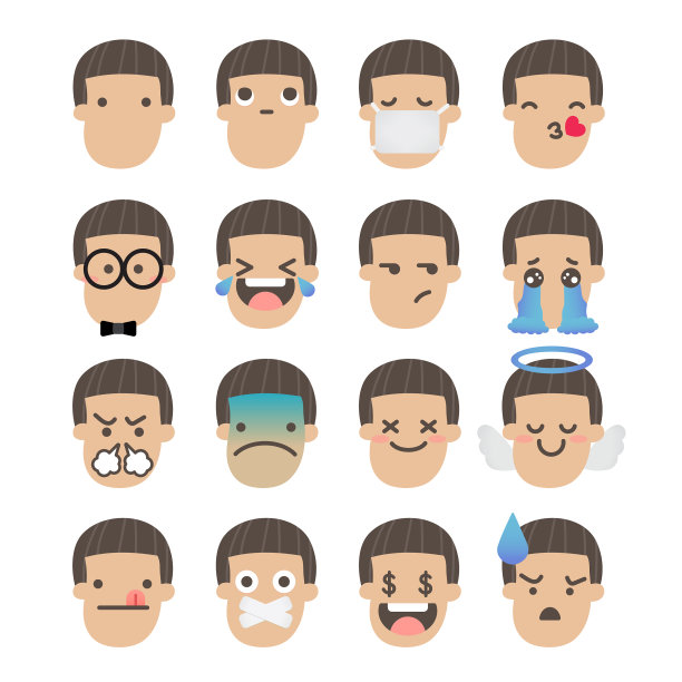 表情男孩一套2图片下载