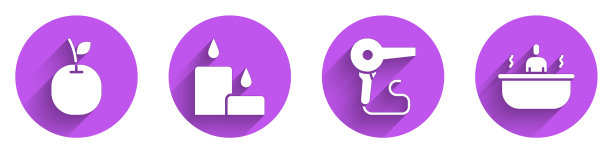 设置苹果燃烧蜡烛、吹风机和浴缸图片下载