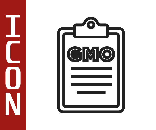 黑线GMO图标隔离在白色背景。转基因生物的缩写。Dna食品修改。向量图片下载